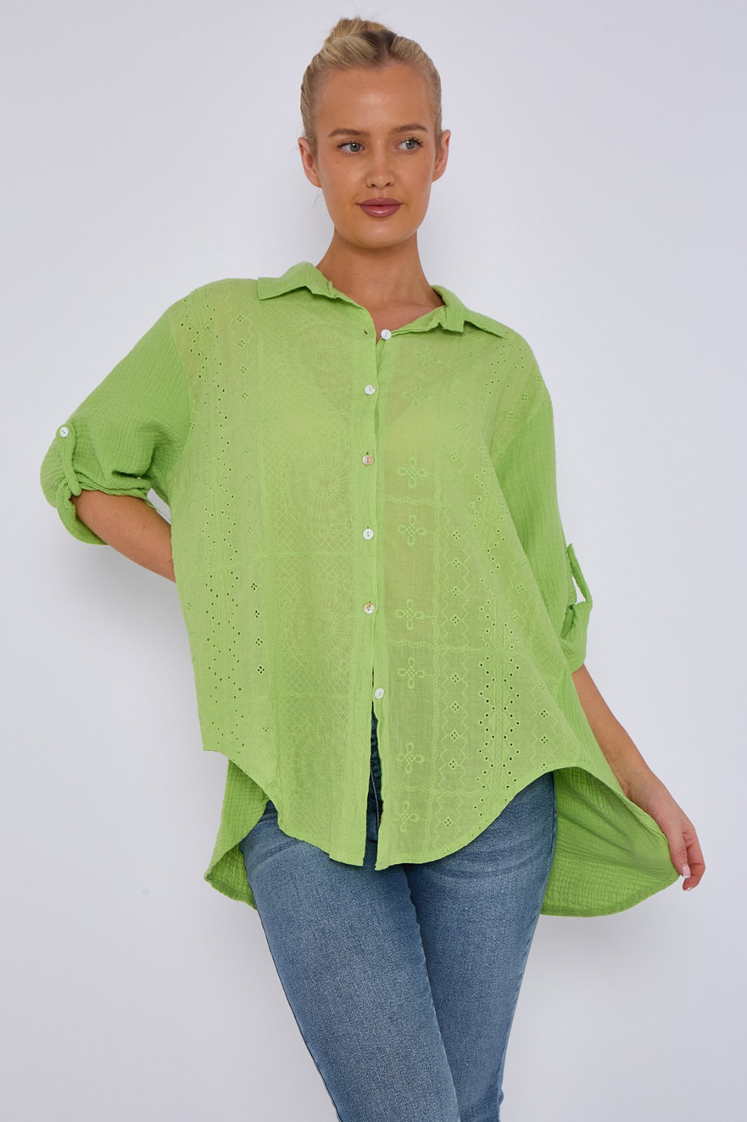 Broderie Panel Oversized Shirt