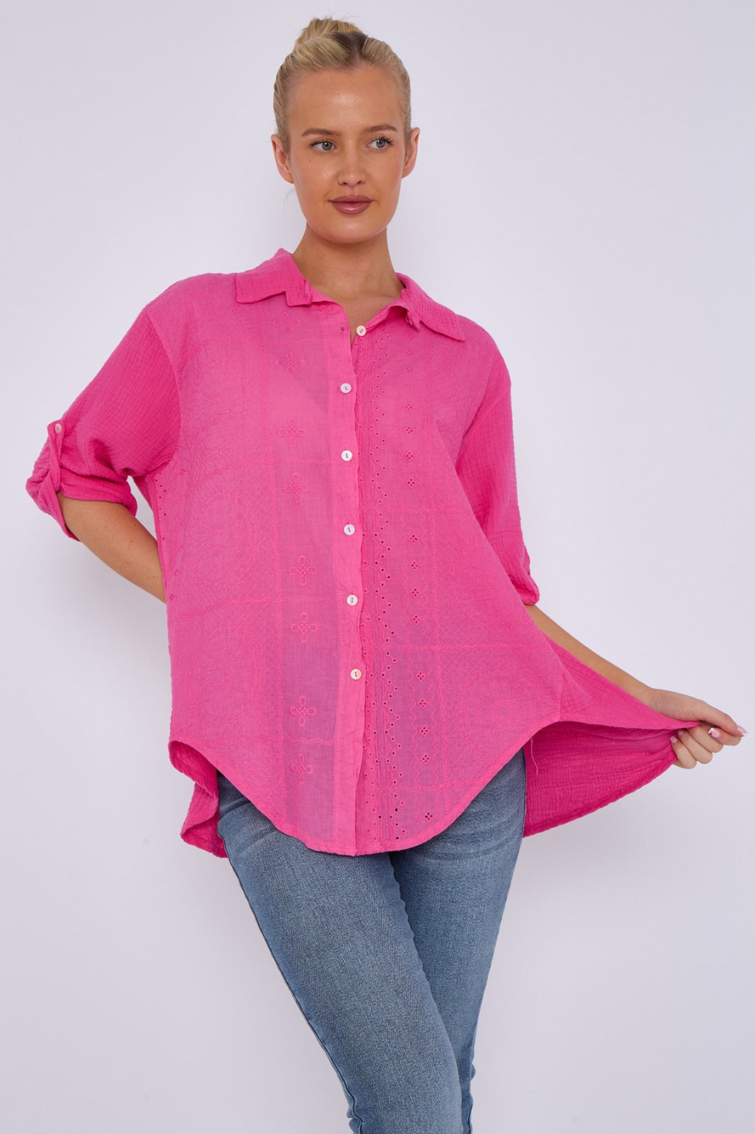 Broderie Panel Oversized Shirt