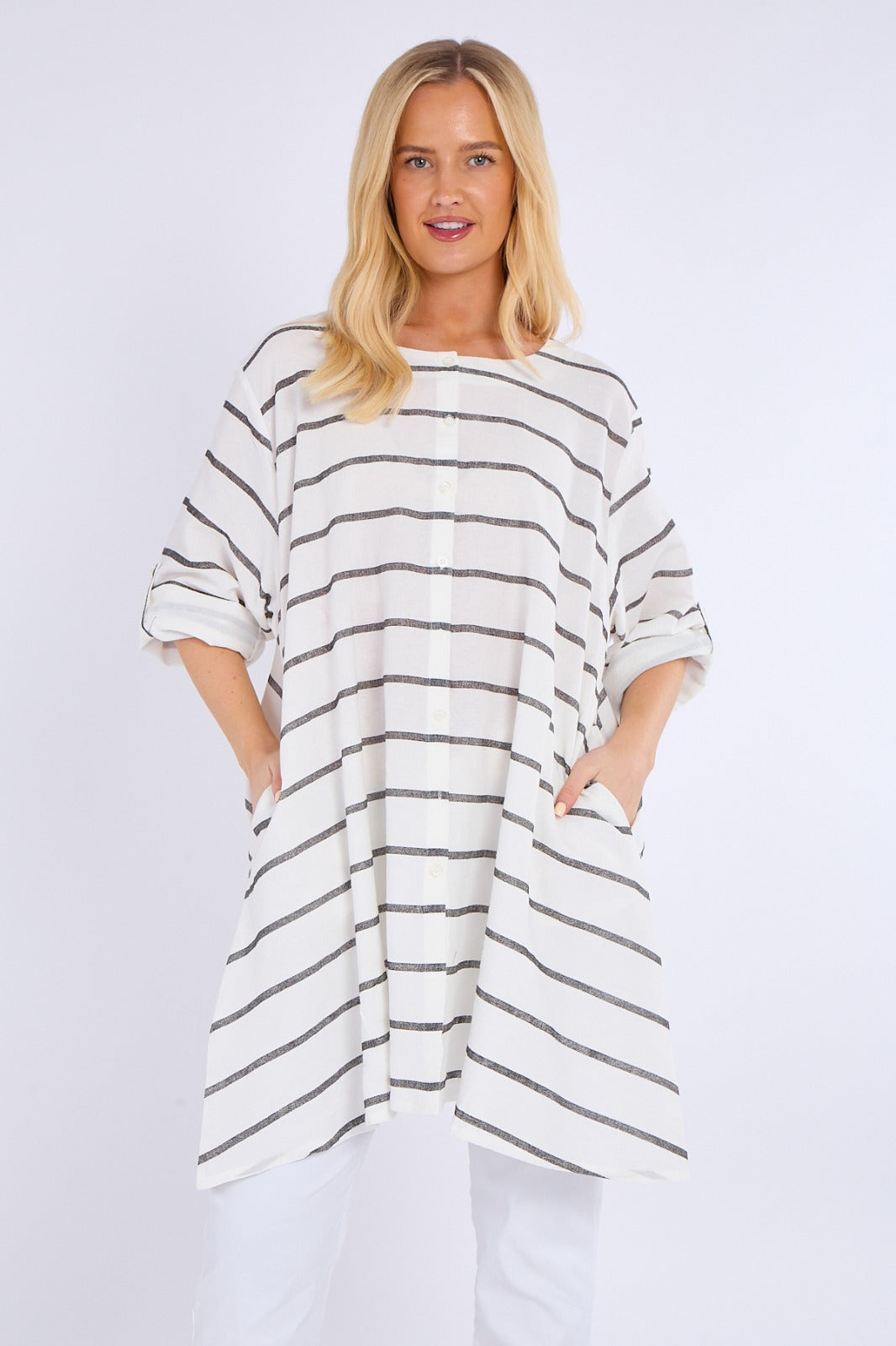 Multi-Stripe Oversized Tunic