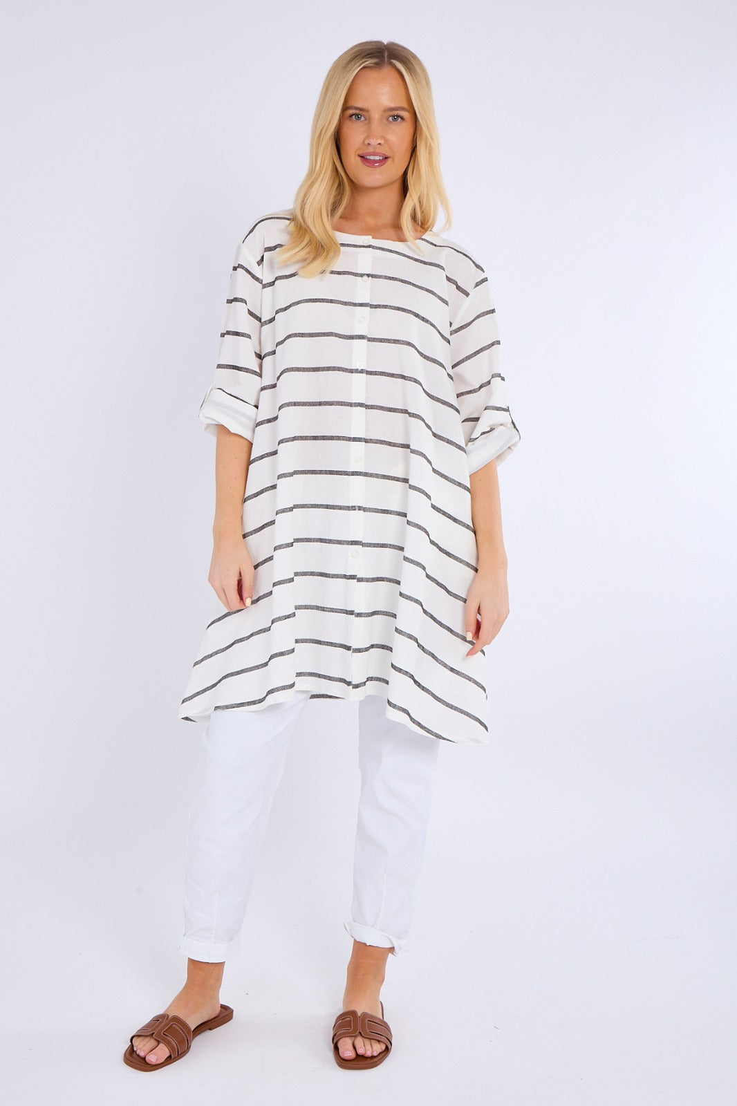 Multi-Stripe Oversized Tunic