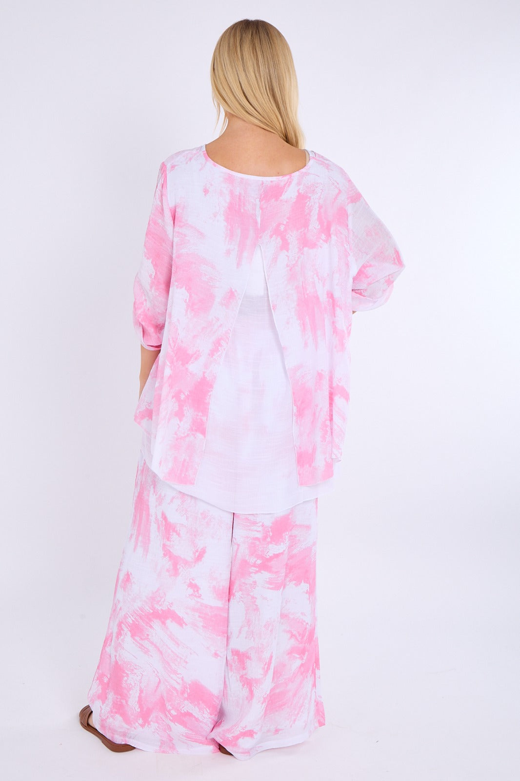 Abstract Print Top & Wide Leg Trouser Co-Ord Set