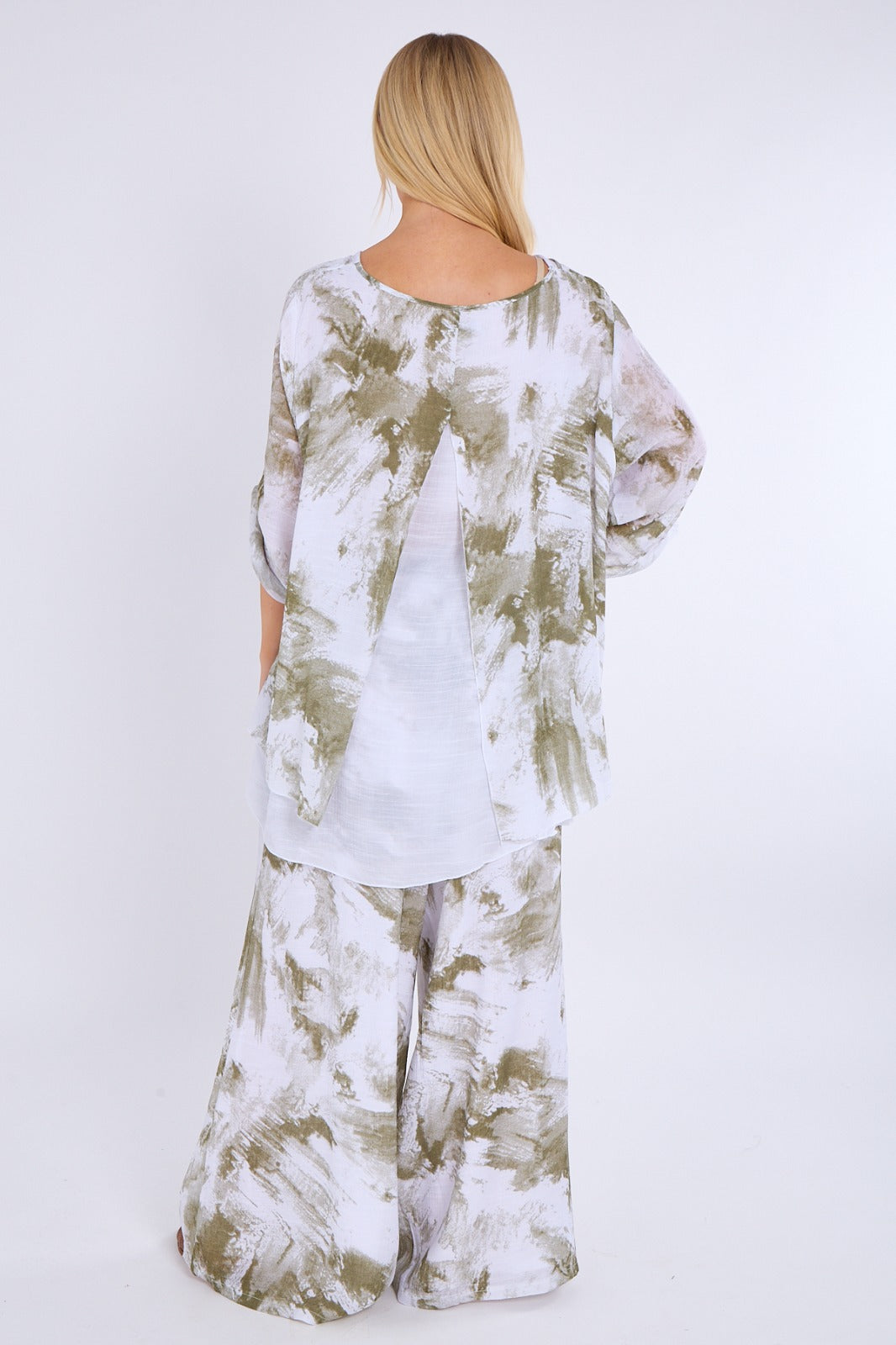 Abstract Print Top & Wide Leg Trouser Co-Ord Set