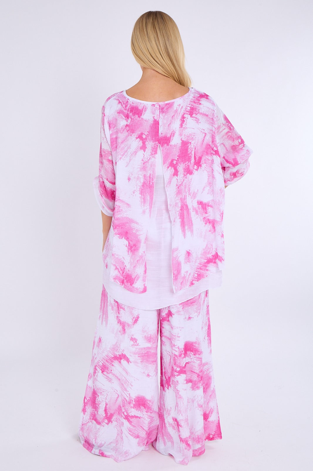 Abstract Print Top & Wide Leg Trouser Co-Ord Set