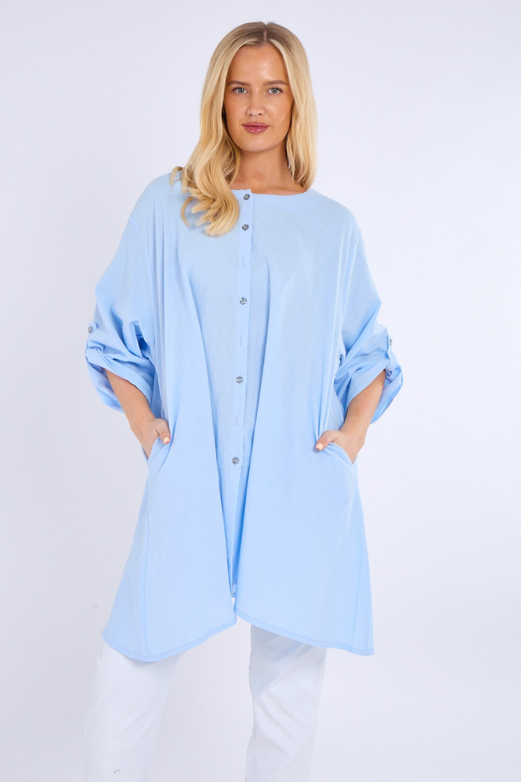 Button-Front Tunic with Pockets