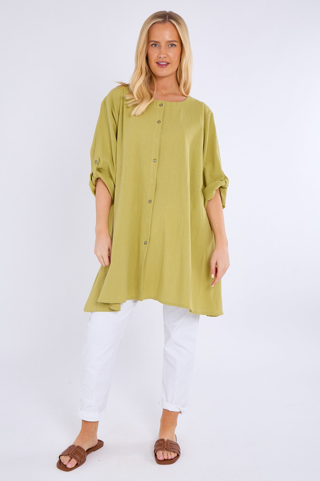 Button-Front Tunic with Pockets