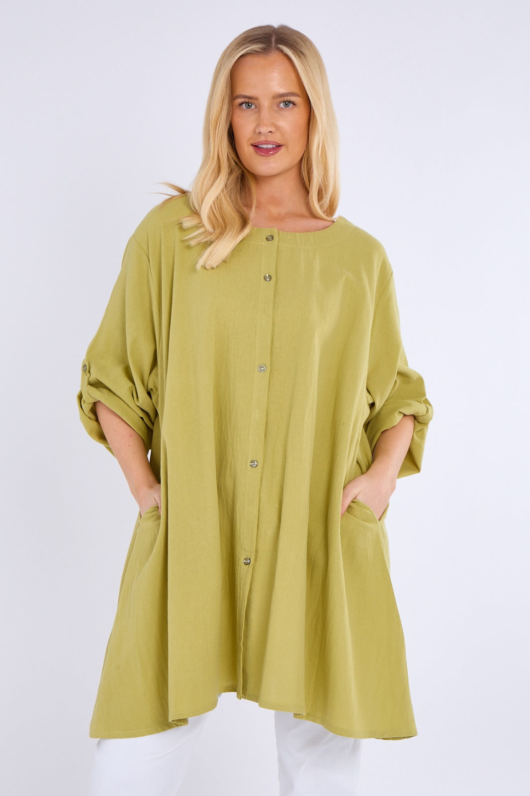 Button-Front Tunic with Pockets