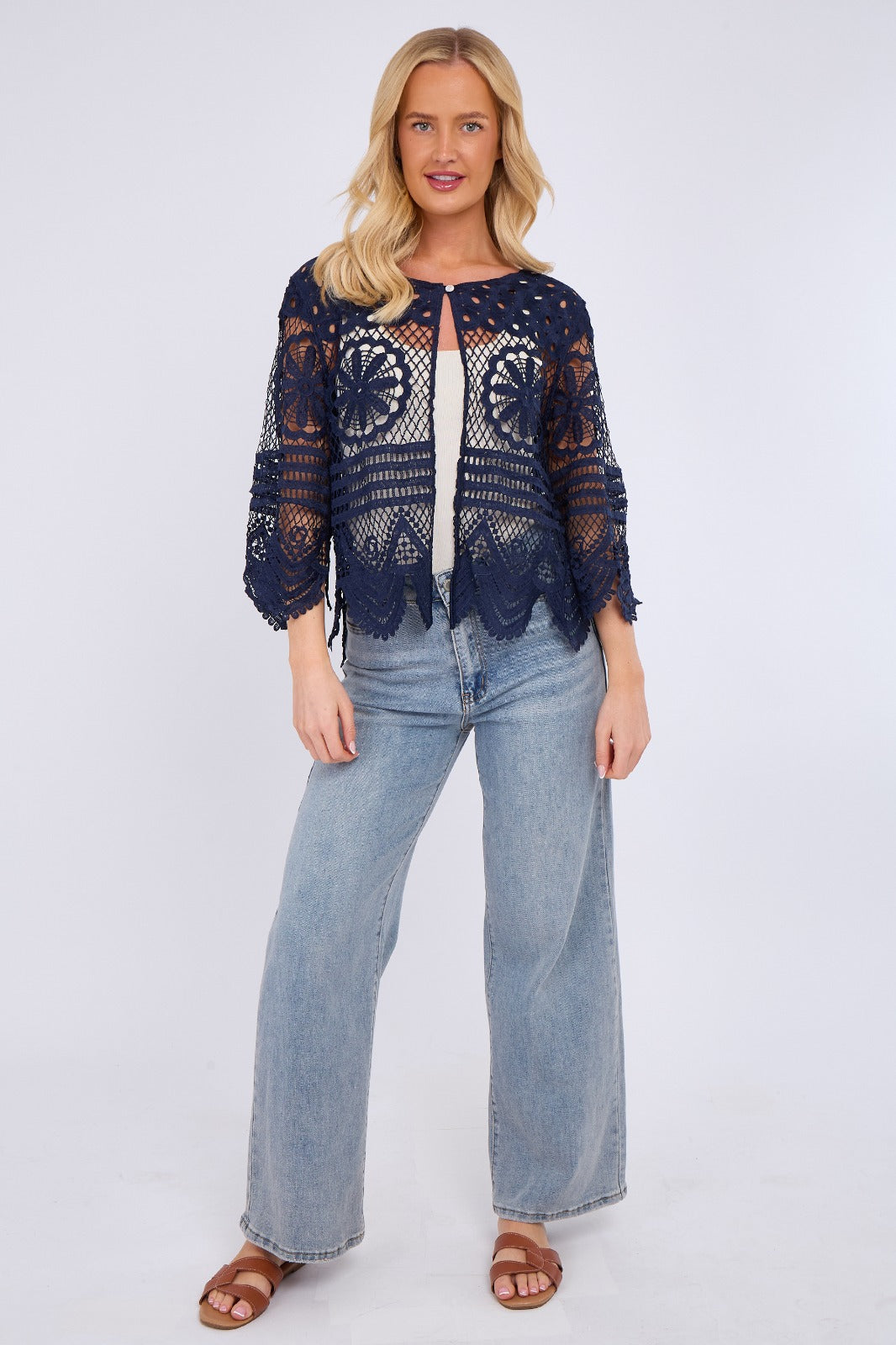 Elegant lace crochet cardigan