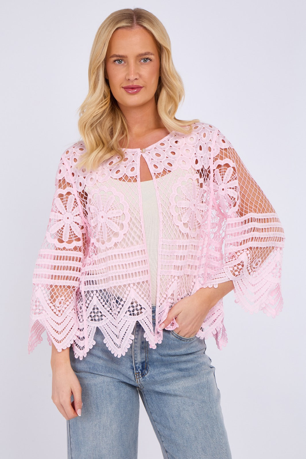 Elegant lace crochet cardigan