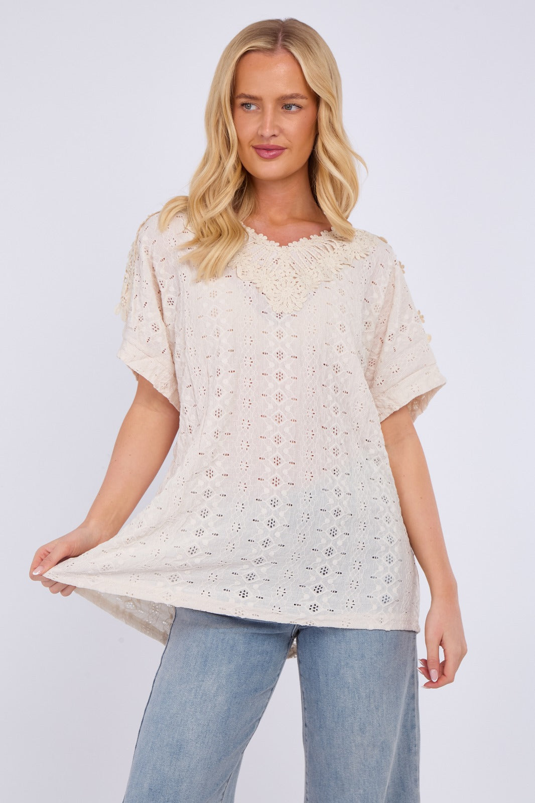 V-Neck Embroidered Top