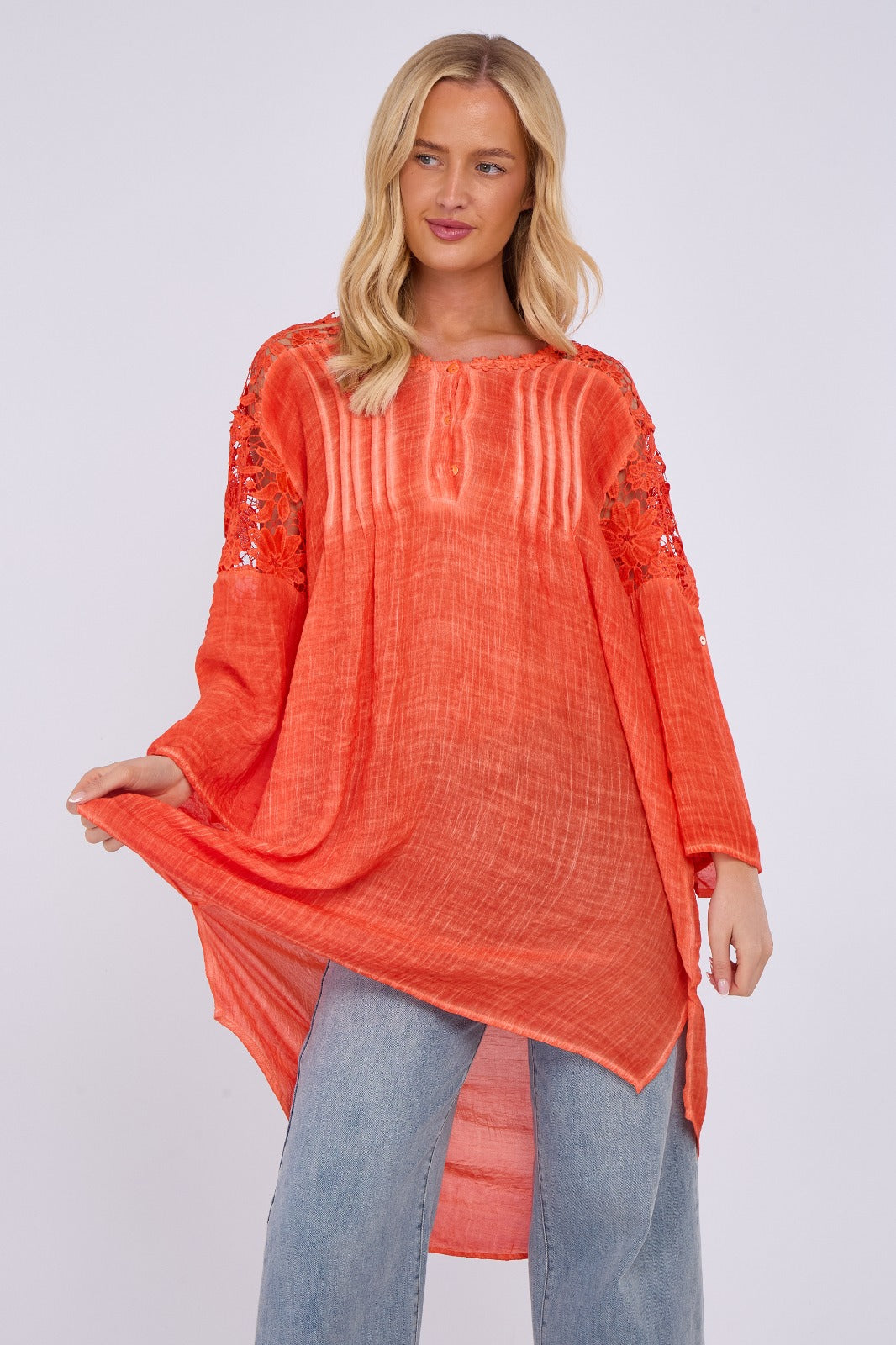 Embroidered Long Floral Tunic