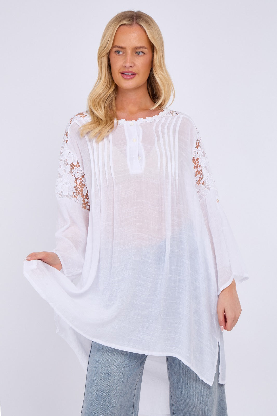 Embroidered Long Floral Tunic