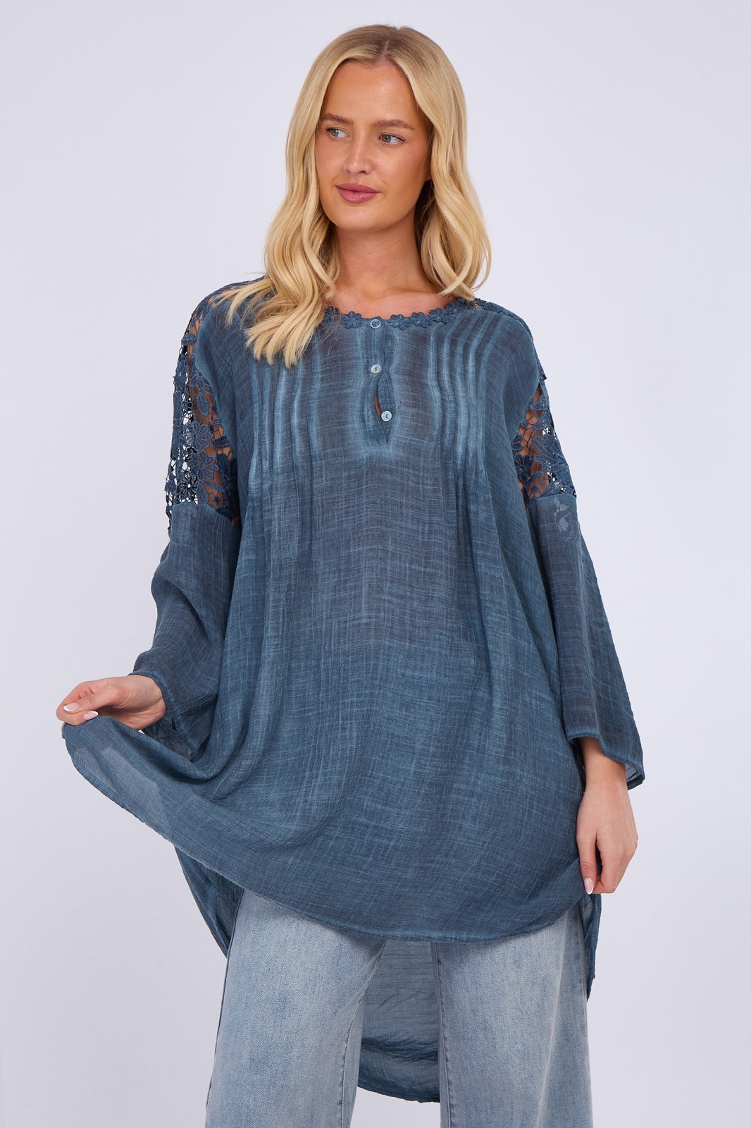 Embroidered Long Floral Tunic