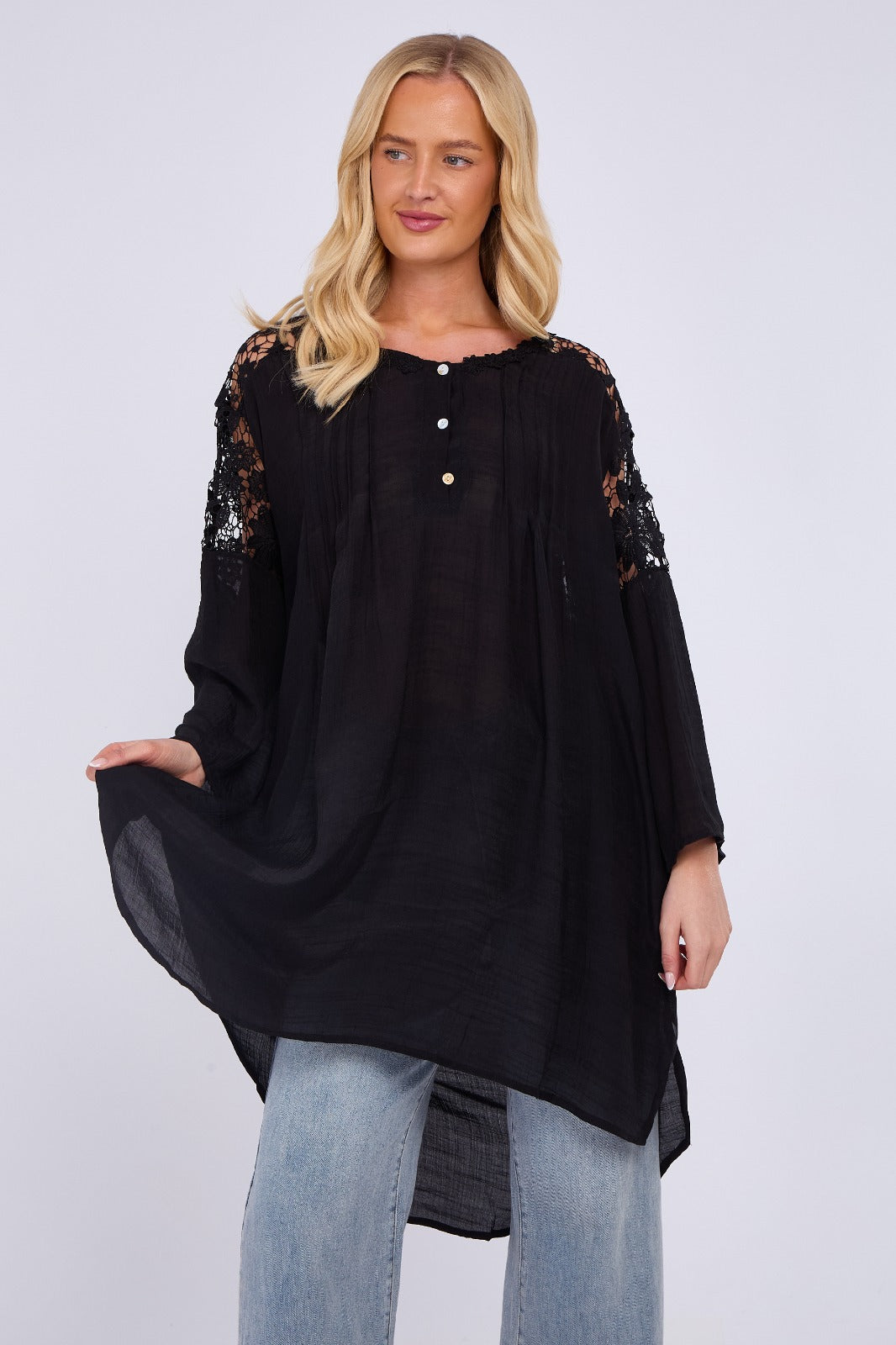 Embroidered Long Floral Tunic