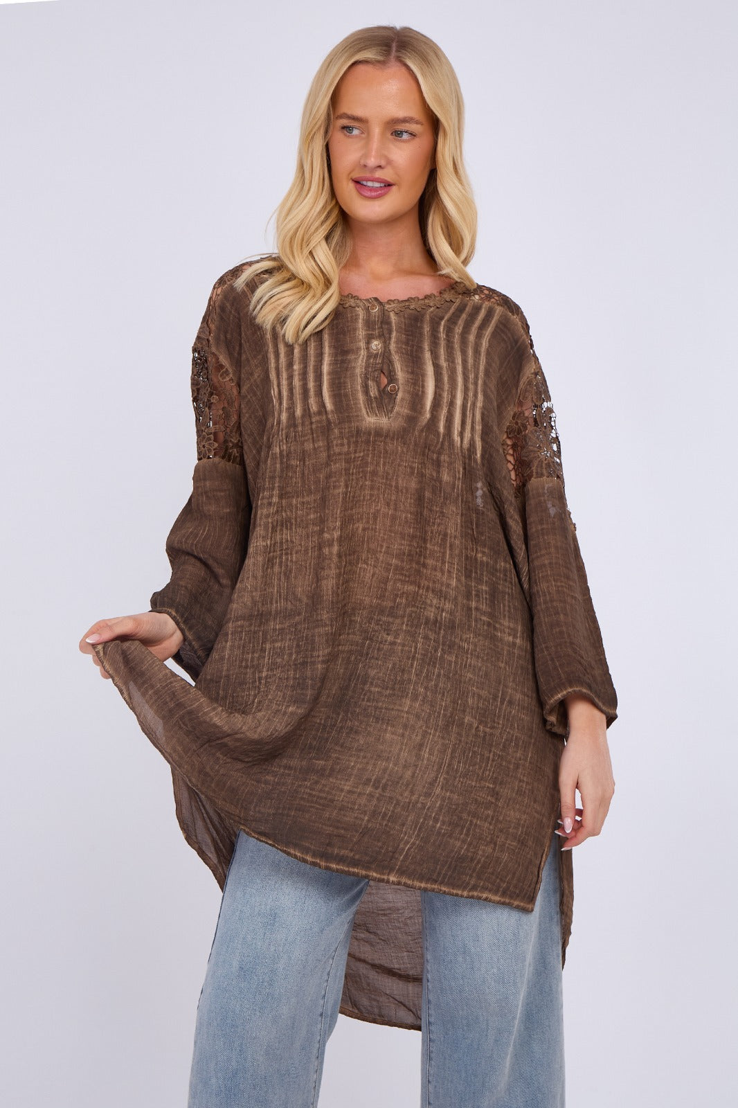 Embroidered Long Floral Tunic