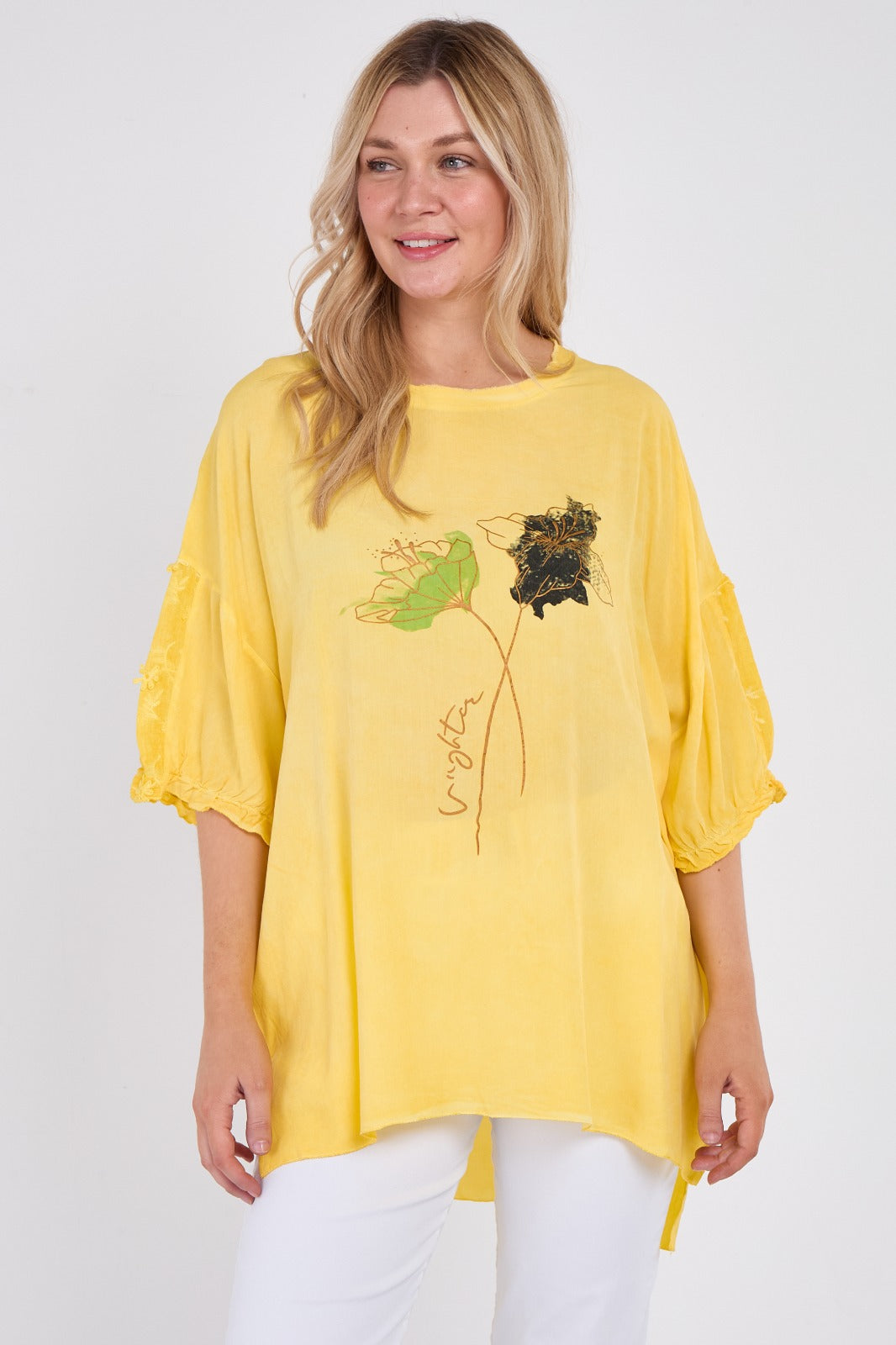 Floral Tunic Top With Beaded Lace Detail
