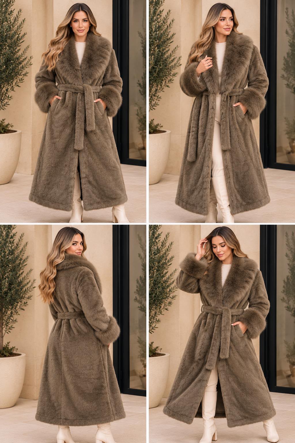 Longline Belted Fur Coat