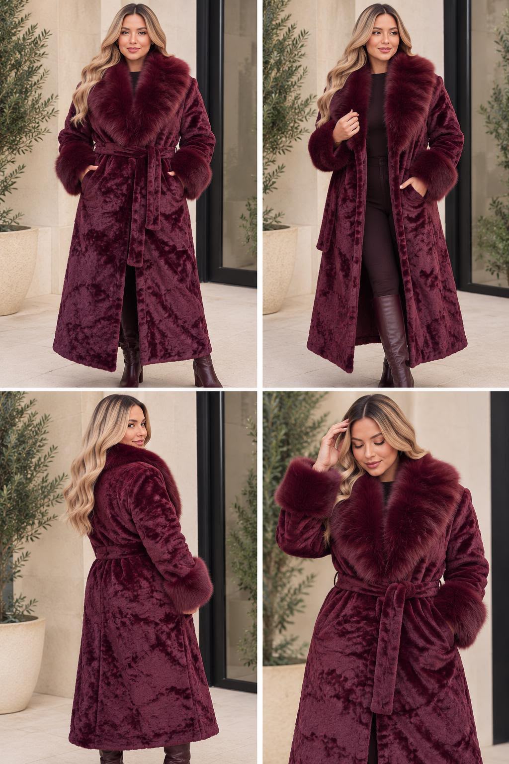Longline Belted Fur Coat