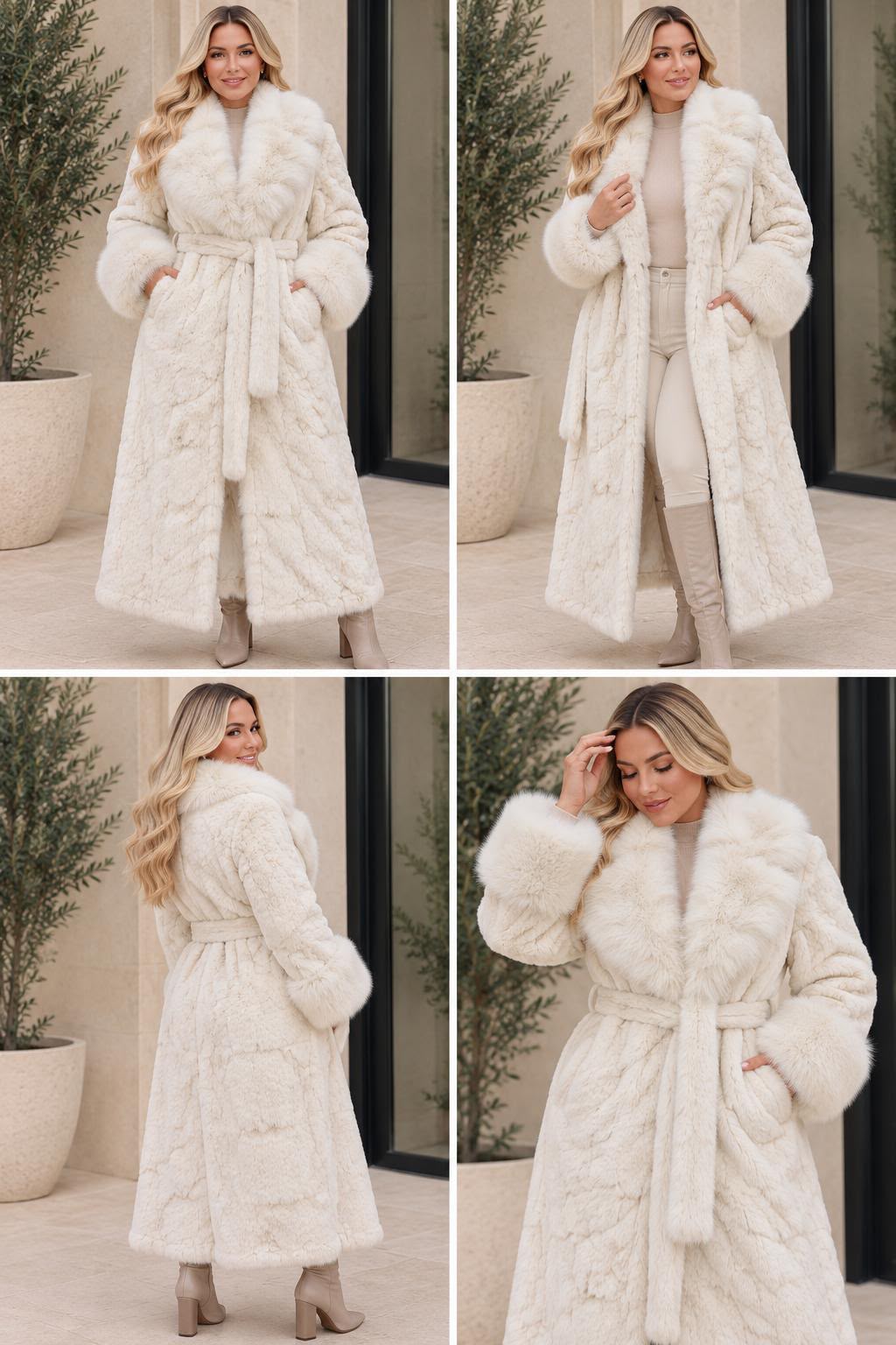 Longline Belted Fur Coat