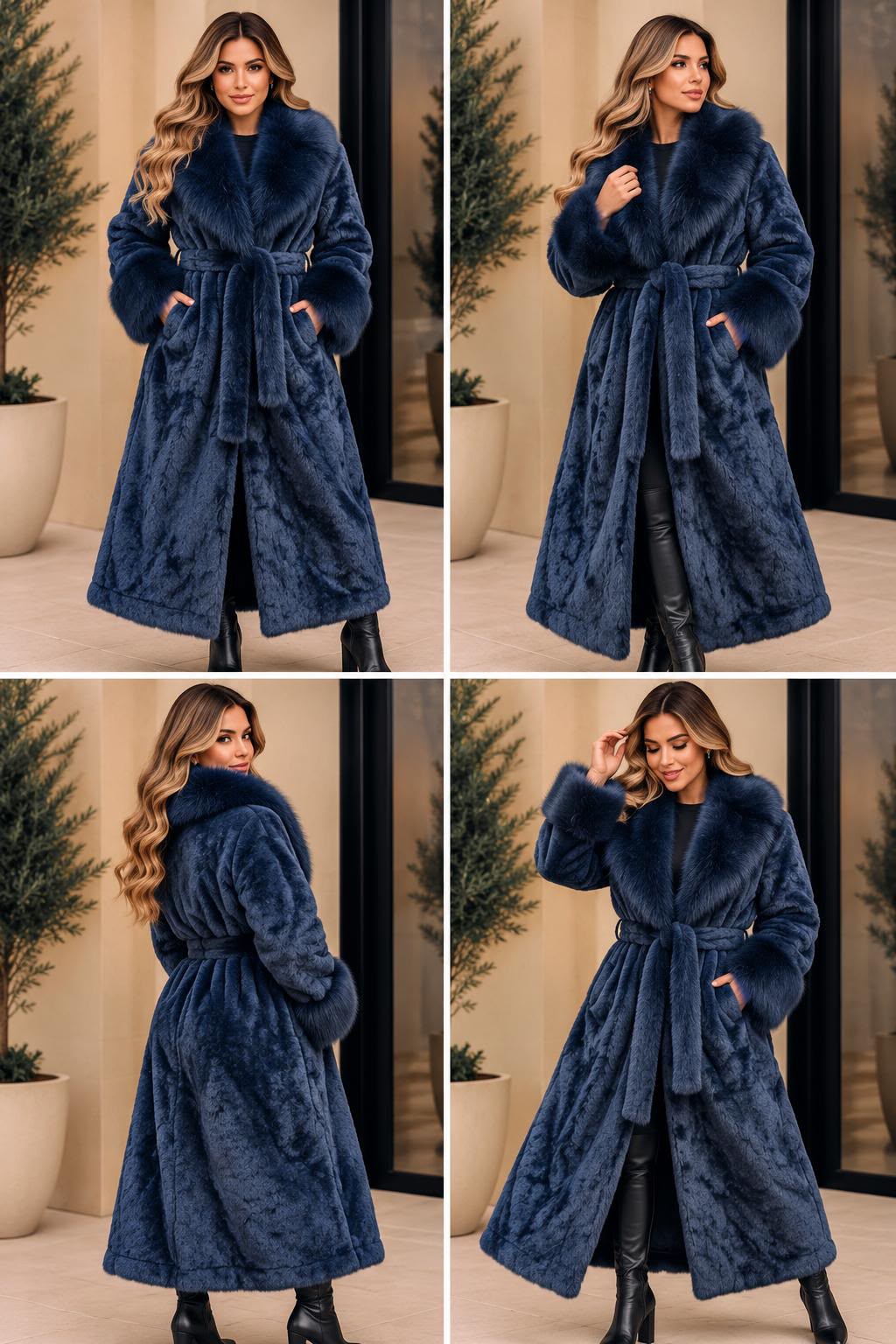 Longline Belted Fur Coat