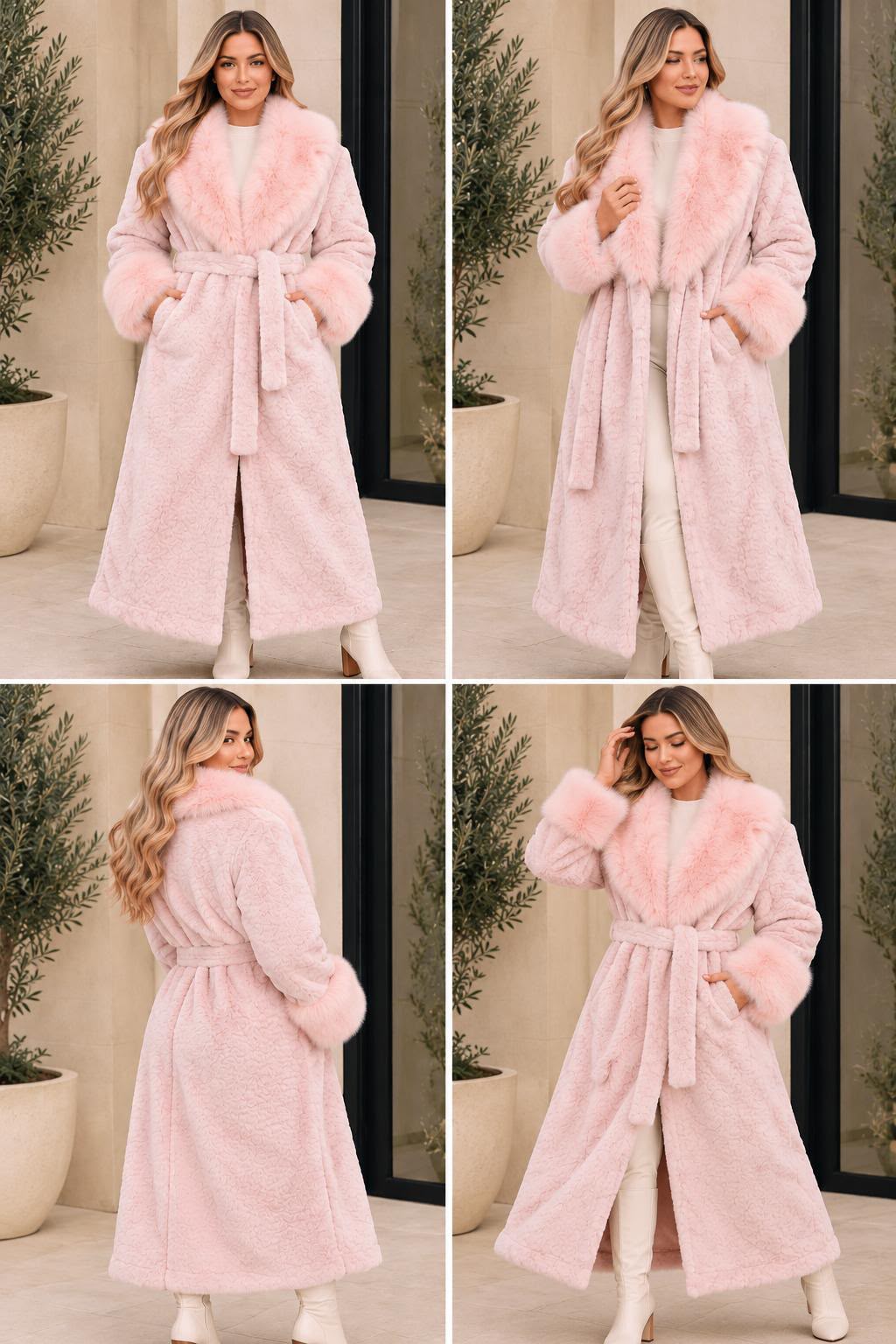 Longline Belted Fur Coat