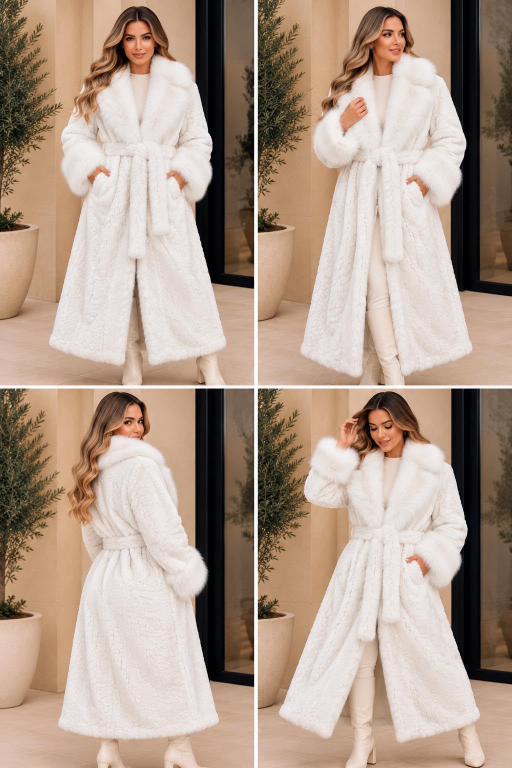 Longline Belted Fur Coat