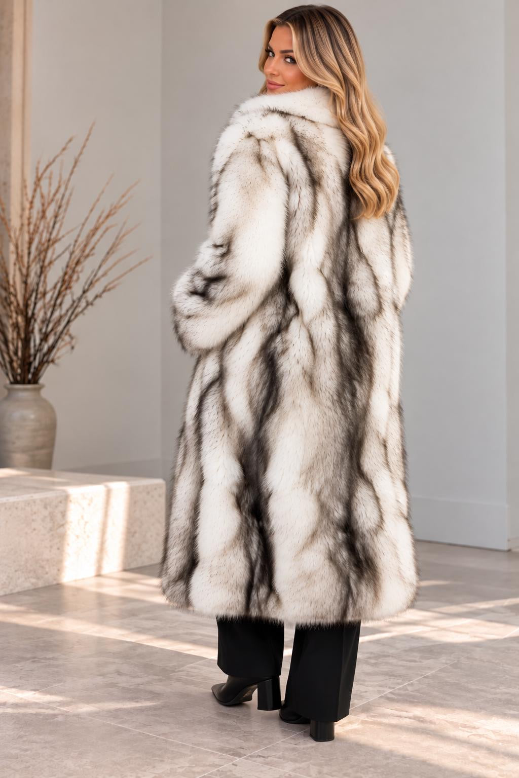 Statement Longline Fur Coat